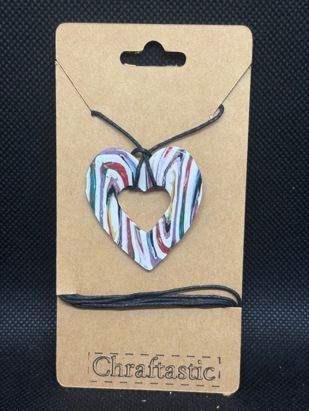 Marbled Pendant Necklace in White, Yellow, Purple, Black